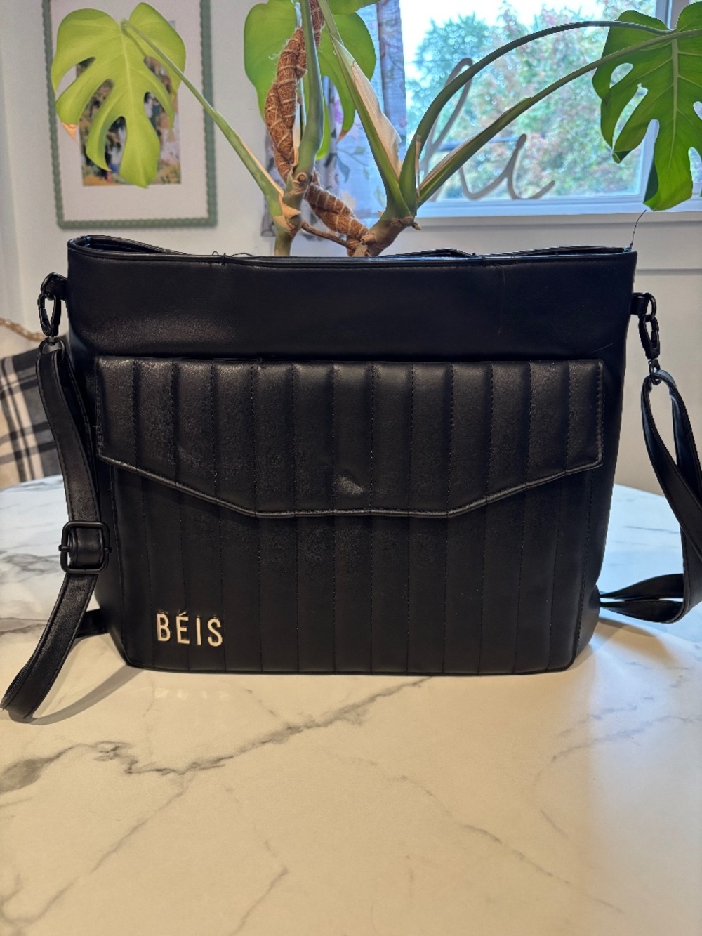 Beis Black Messenger Bag